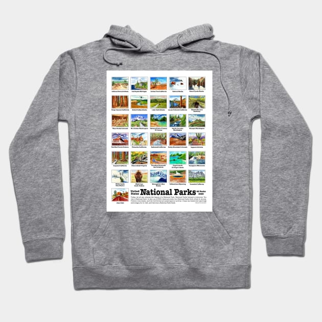 US National Parks I-Z, Watercolors Hoodie by MMcBuck